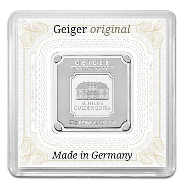 Geiger SILVER Bar - 20 Gram .999 Pure, in Assay