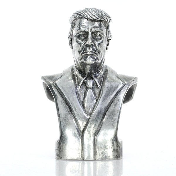 Donald Trump Bust - Sterling Silver Statue, 20 Troy Ozs, .925 Pure