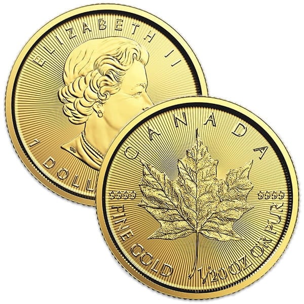 1/20th oz Gold Canadian Maple Leaf, .9999 Pure