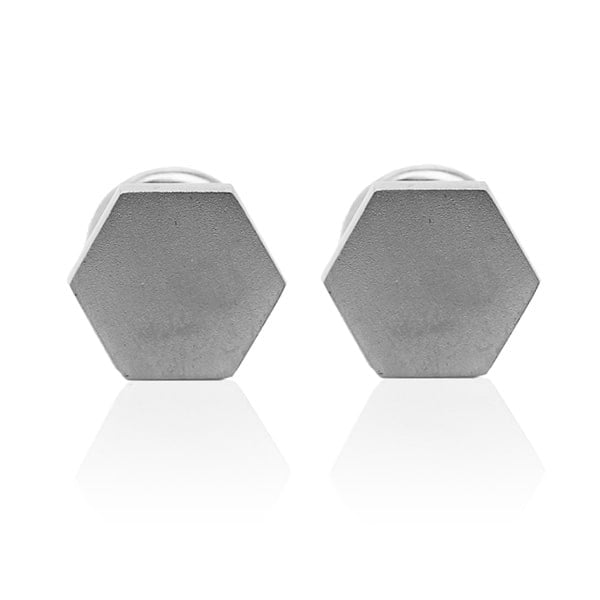 Platinum Cufflinks - Modern Hexagons **Hybrid Finish** - 23.3 Grams, .9995 Fine 24K Pure