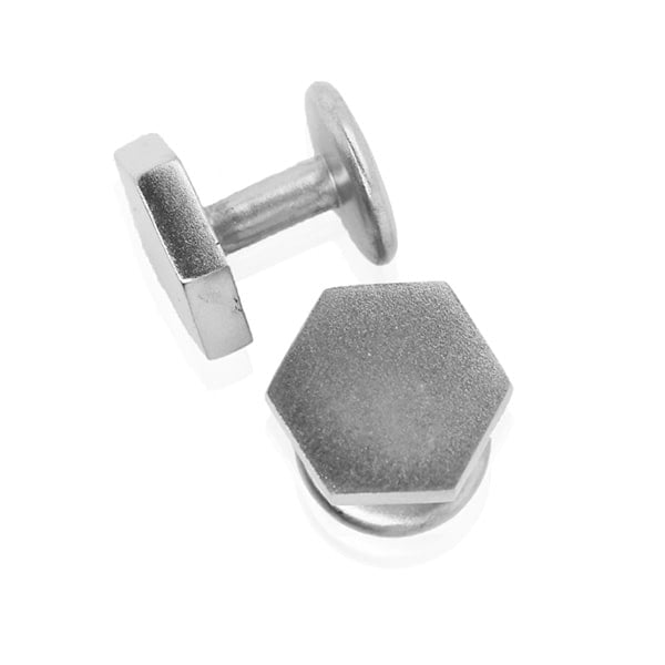 Platinum Cufflinks - Modern Hexagons **Hybrid Finish** - 23.3 Grams, .9995 Fine 24K Pure