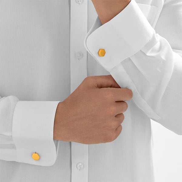 Gold Cufflinks - Modern Hexagons **Matte Finish** - 23 Grams, .9999 Fine 24K Pure