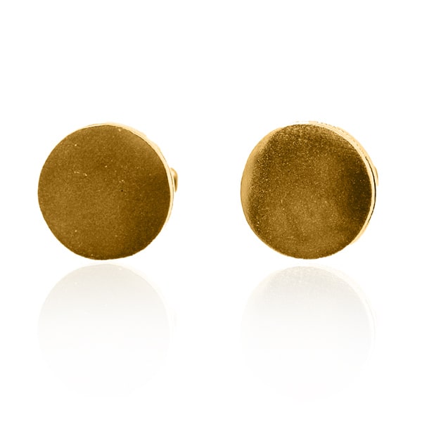 Gold Cufflinks - Beveled Polished Discs **Hybrid Finish** - 24.8 Grams, 24K Pure