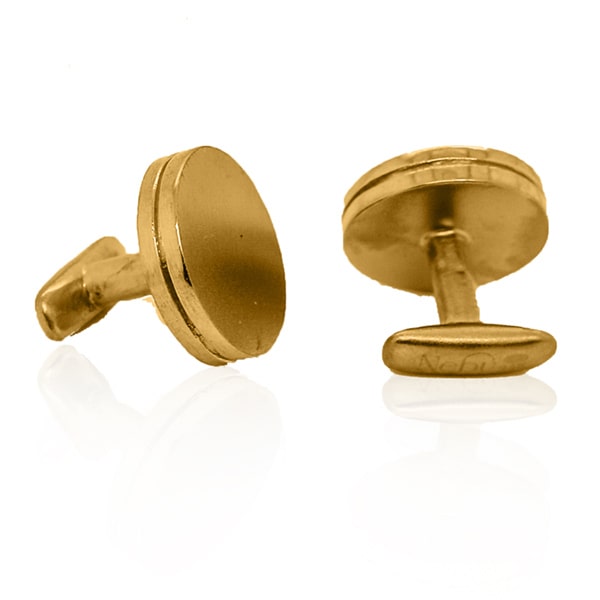 Gold Cufflinks - Beveled Polished Discs **Hybrid Finish** - 24.8 Grams, .9999 Fine 24K Pure