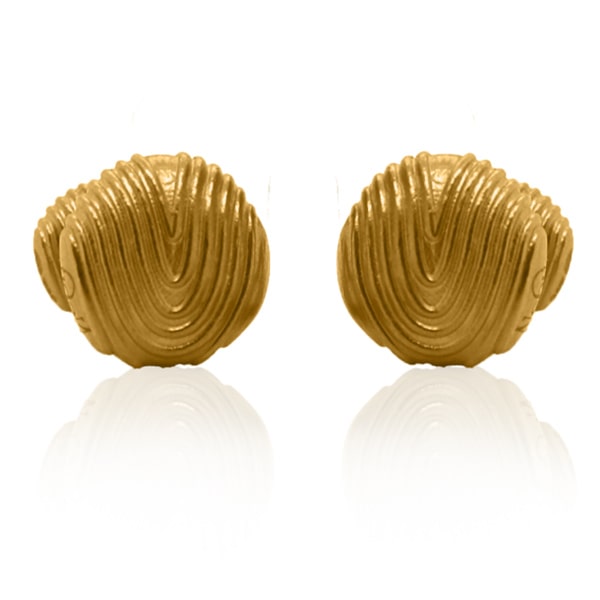 Gold Cufflinks - Grooved Golden Orbs **Matte Finish** - 24.8 Grams, 24K Pure thumbnail