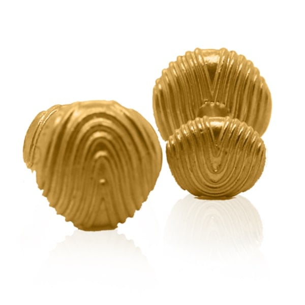 Gold Cufflinks - Grooved Golden Orbs **Matte Finish** - 24.8 Grams, 24K Pure