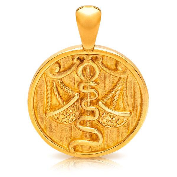 Gold Pendant - Libra **Hybrid Finish** - 15.8 Grams, 24K Pure