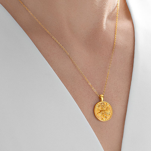 Gold Pendant - Libra **Hybrid Finish** - 15.8 Grams, 24K Pure