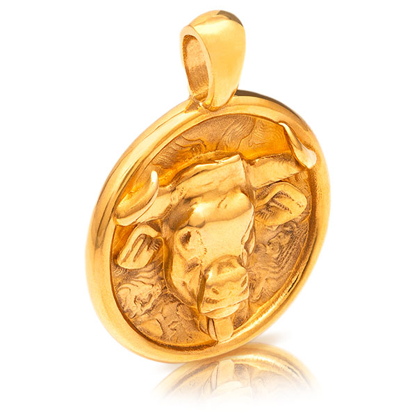 Gold Pendant - Taurus **Hybrid Finish** - 16.3 Grams, 24K Pure