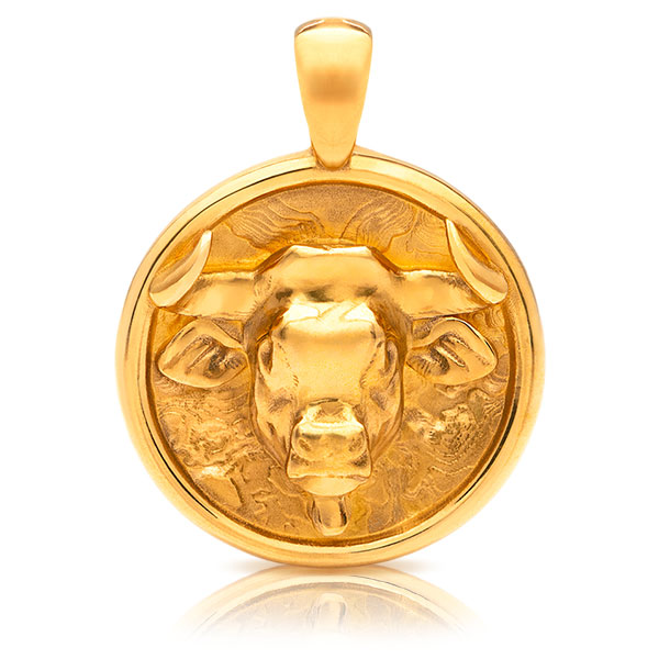 Gold Pendant - Taurus **Hybrid Finish** - 16.3 Grams, 24K Pure