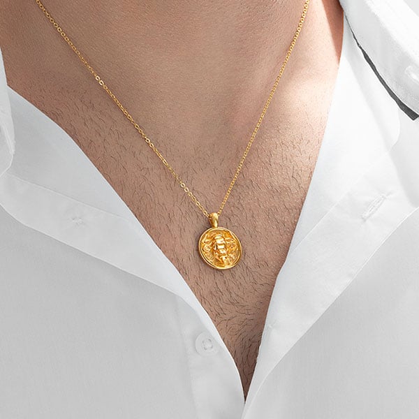 Gold Pendant - Taurus **Hybrid Finish** - 16.3 Grams, 24K Pure
