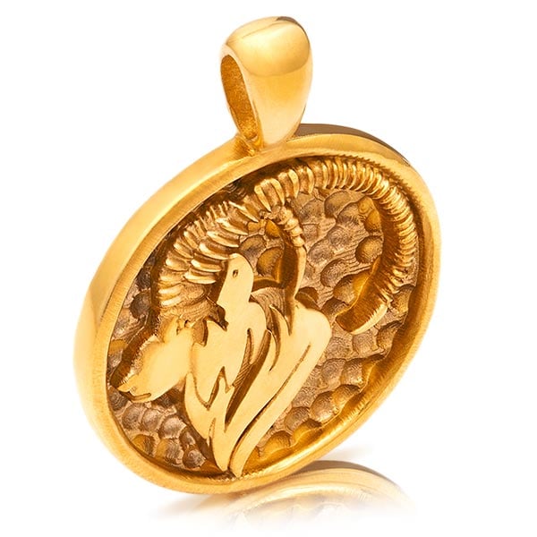 Gold Pendant - Capricorn **Hybrid Finish** - 16.4 Grams, 24K Pure