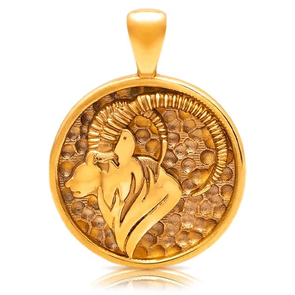 Gold Pendant - Capricorn **Hybrid Finish** - 16.4 Grams, 24K Pure