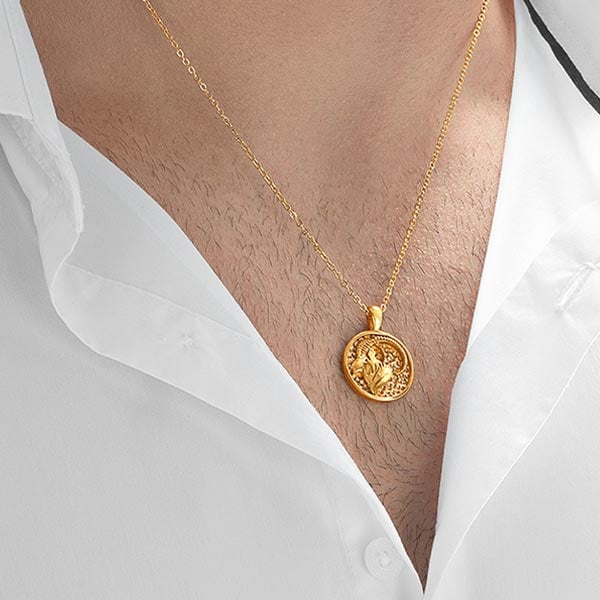 Gold Pendant - Capricorn **Hybrid Finish** - 16.4 Grams, 24K Pure