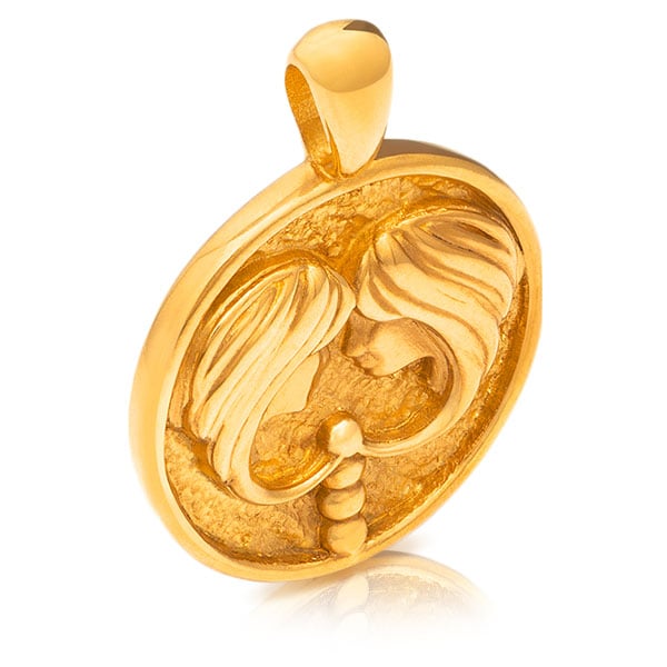 Gold Pendant - Gemini **Hybrid Finish** - 16.8 Grams, 24K Pure