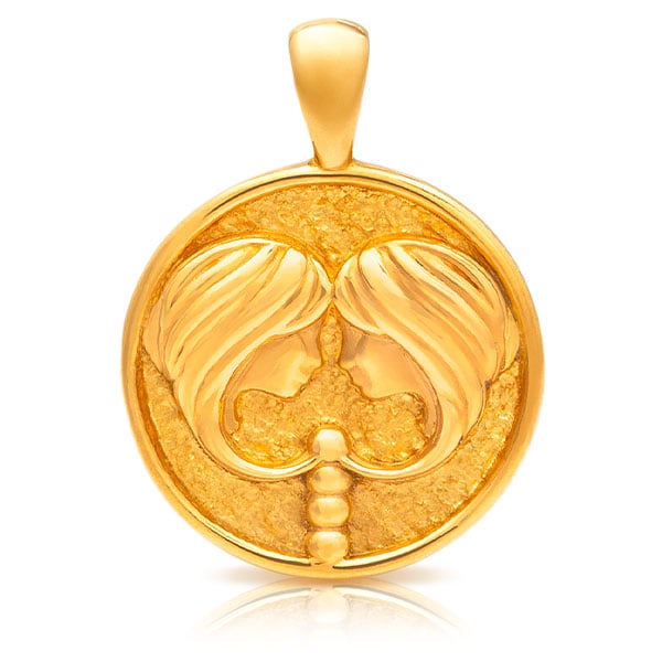 Gold Pendant - Gemini **Hybrid Finish** - 16.8 Grams, 24K Pure