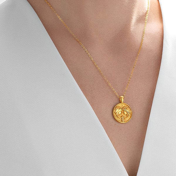 Gold Pendant - Gemini **Hybrid Finish** - 16.8 Grams, 24K Pure