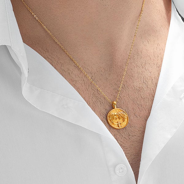 Gold Pendant - Gemini **Hybrid Finish** - 16.8 Grams, 24K Pure
