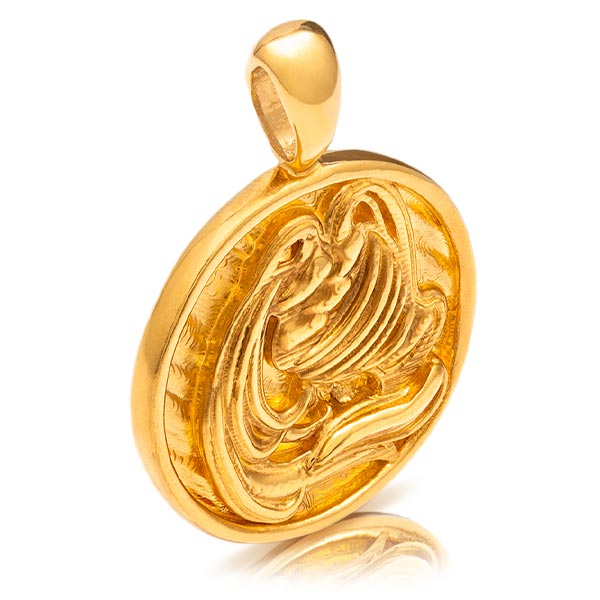 Gold Pendant - Aquarius **Hybrid Finish** - 17.4 Grams, 24K Pure