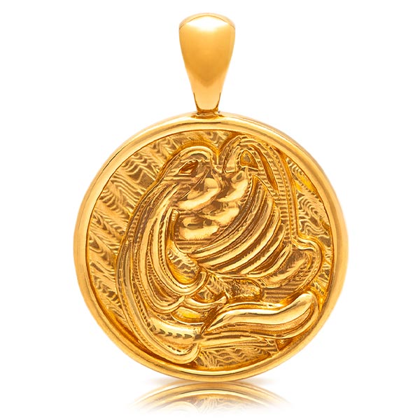 Gold Pendant - Aquarius **Hybrid Finish** - 17.4 Grams, 24K Pure
