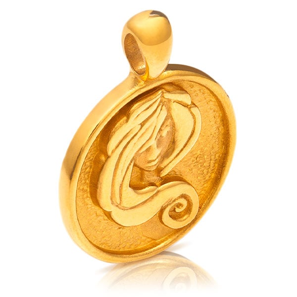 Gold Pendant - Virgo **Hybrid Finish** - 17.5 Grams, 24K Pure