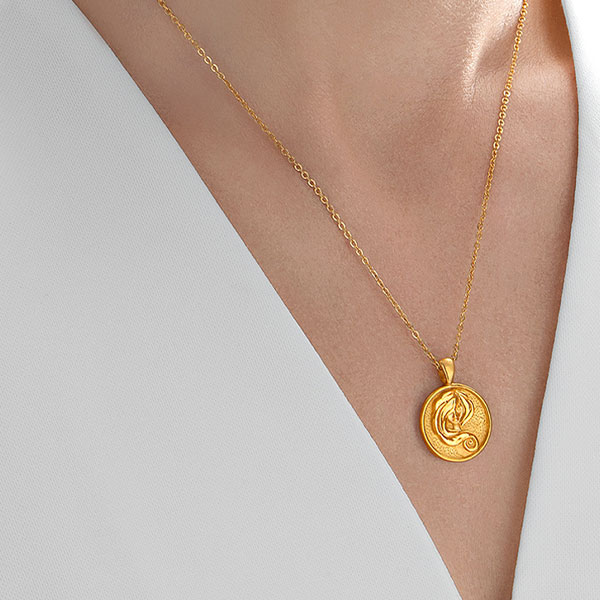 Gold Pendant - Virgo **Hybrid Finish** - 17.5 Grams, 24K Pure