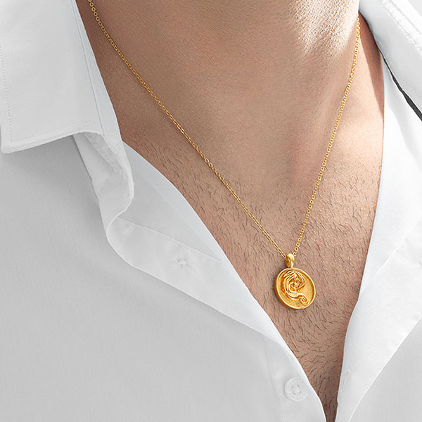 Gold Pendant - Virgo **Hybrid Finish** - 17.5 Grams, 24K Pure