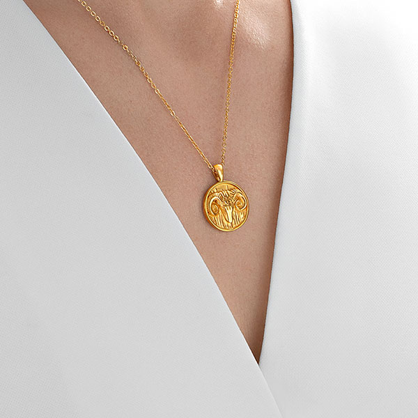 Gold Pendant - Aries **Hybrid Finish** - 17.6 Grams, 24K Pure