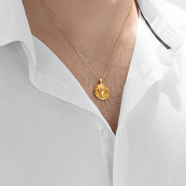 Gold Pendant - Aries **Hybrid Finish** - 17.6 Grams, 24K Pure