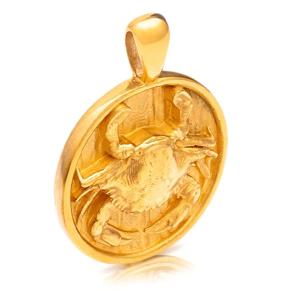 Gold Pendant - Cancer **Hybrid Finish** - 18.2 Grams, 24K Pure