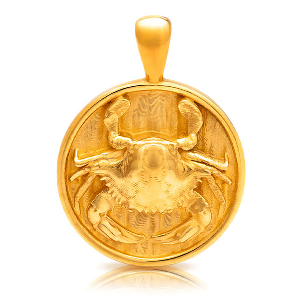 Gold Pendant - Cancer **Hybrid Finish** - 18.2 Grams, 24K Pure