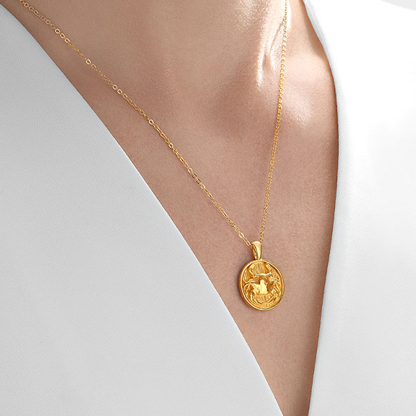 Gold Pendant - Cancer **Hybrid Finish** - 18.2 Grams, 24K Pure