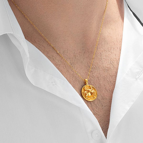 Gold Pendant - Cancer **Hybrid Finish** - 18.2 Grams, 24K Pure