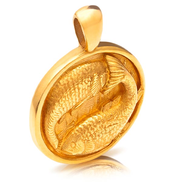 Gold Pendant - Pisces **Hybrid Finish** - 18.2 Grams, 24K Pure
