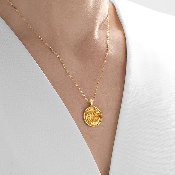 Gold Pendant - Pisces **Hybrid Finish** - 18.2 Grams, 24K Pure