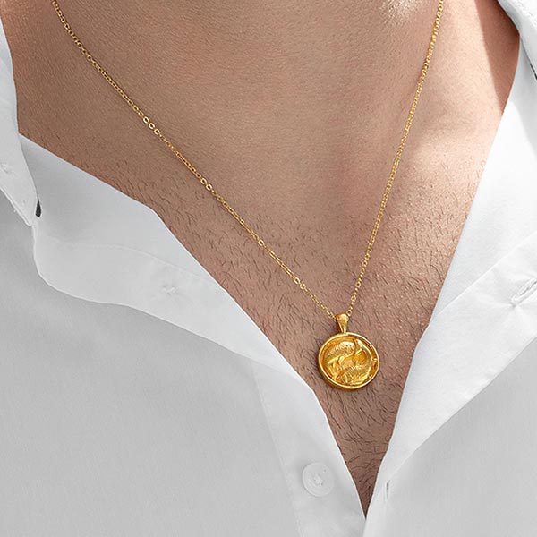 Gold Pendant - Pisces **Hybrid Finish** - 18.2 Grams, 24K Pure