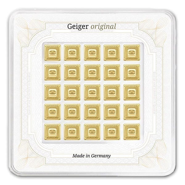 Geiger GOLD Bars - 25 x 1 Gram Multicard Pack .9999 Pure