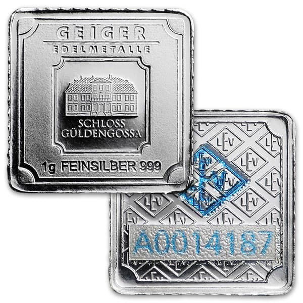 Geiger SILVER Bars - 25 x 1 Gram Multicard Pack .999 Pure thumbnail