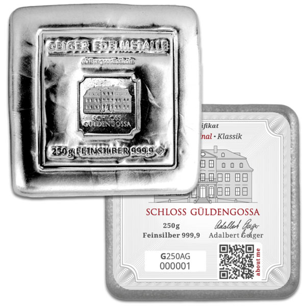 Geiger SILVER Bar - 250 Gram .999 Pure, Mint Sealed thumbnail