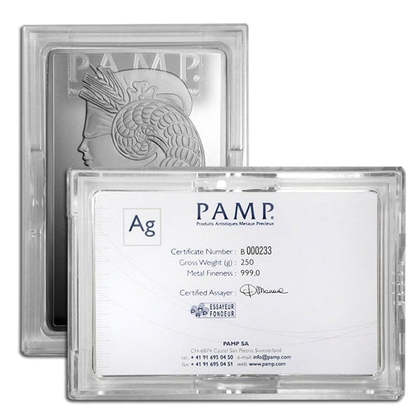PAMP Suisse 250 Gram Bar, .999 Pure Silver