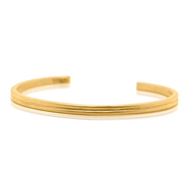 Gold Bangle - Grooved Double Band **Matte Finish** - 28.8 Grams, .9999 Fine 24K Pure