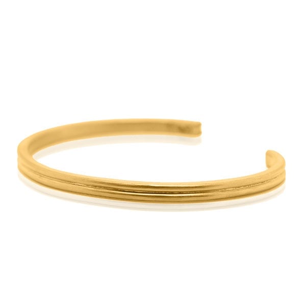 Gold Bangle - Grooved Double Band **Matte Finish** - 28.8 Grams, 24K Pure