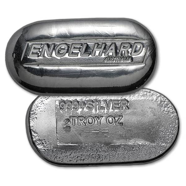 Engelhard Australia Cast-Poured Silver Bar - 2 Troy Ounce, .999 Pure Silver