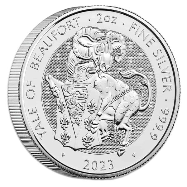2023 British Royal Mint Tudor Beasts: Yale of Beaufort - 2 Oz Silver Coin .9999 Pure