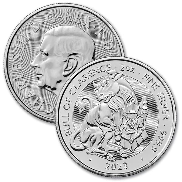 2023 British Royal Mint Tudor Beasts: Bull of Clarence - 2 Oz Silver Coin .9999 Pure