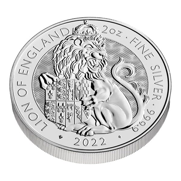 British Royal Mint Tudor Beasts; Lion of England - 2 Oz Silver Coin .9999 Pure