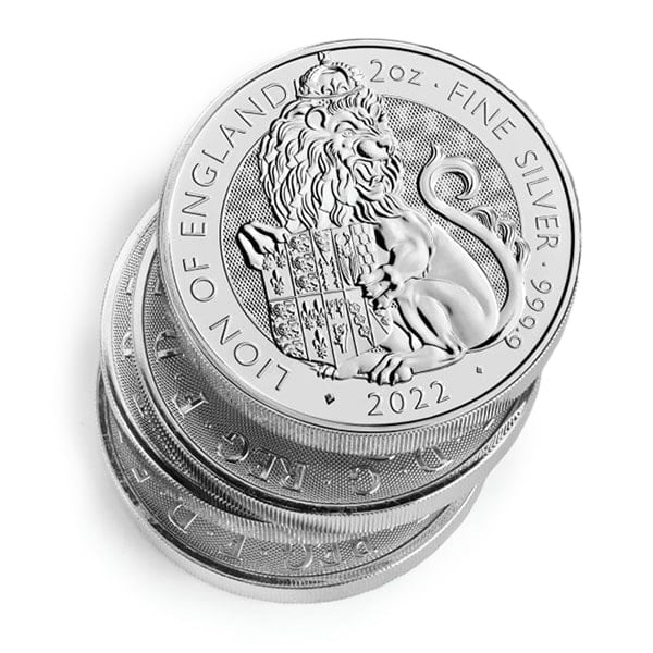 British Royal Mint Tudor Beasts; Lion of England - 2 Oz Silver Coin .9999 Pure thumbnail