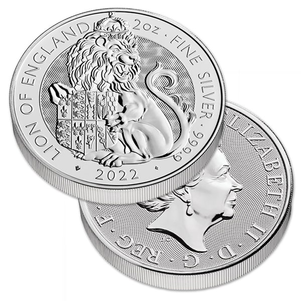 British Royal Mint Tudor Beasts; Lion of England - 2 Oz Silver Coin .9999 Pure thumbnail