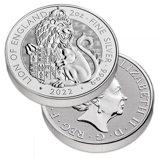 British Royal Mint Tudor Beasts; Lion of England - 2 Oz Silver Coin .9999 Pure