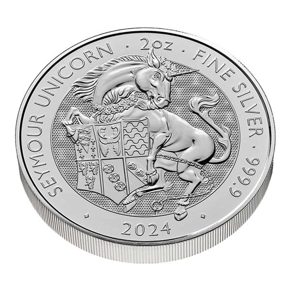 British Royal Mint Tudor Beasts; Seymour Unicorn - 2 Oz Silver Coin .9999 Pure